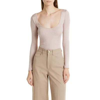 M.M.LaFleur Meg Rib Silk Jersey Top in Blush at Nordstrom