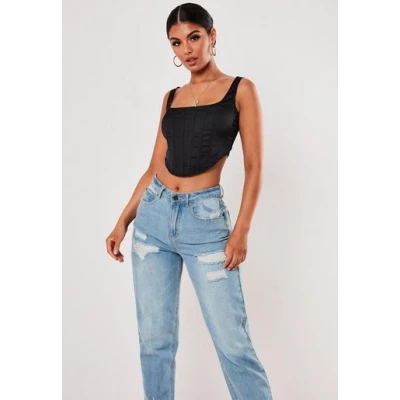 Missguided - Black Satin Corset Top