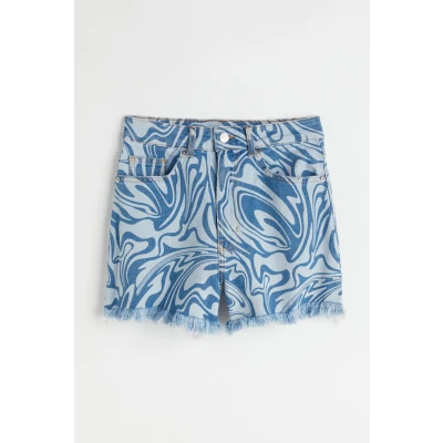 H & M - High Waist Denim Shorts - Blue