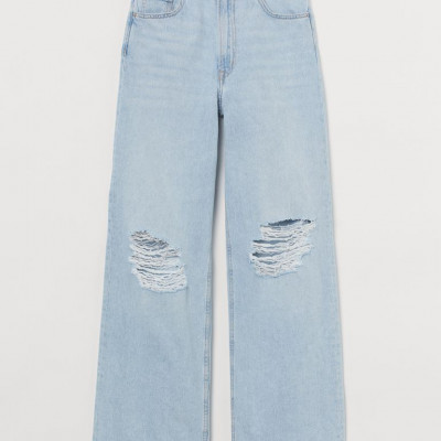 Wide High Jeans - Light denim blue/trashed