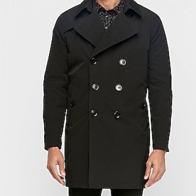 Cotton Double Breasted Trench Coat Black Mens