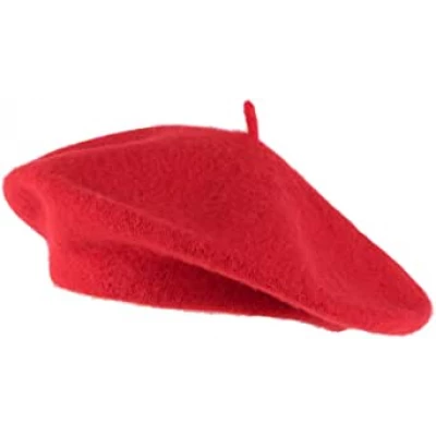 Hat To Socks Wool Blend French Beret for Men and Women in Plain Colours (Red) at Amazon Womenâ€™s Clothing store
