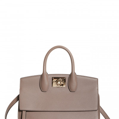 Salvatore Ferragamo The Studio Calfskin Leather Top Handle Bag - Brown