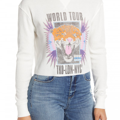 Womens Vinyl Icons Tiger Graphic Thermal Top