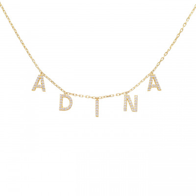 Womens Adinas Jewels Personalized Pave Block Name Shaker Necklace