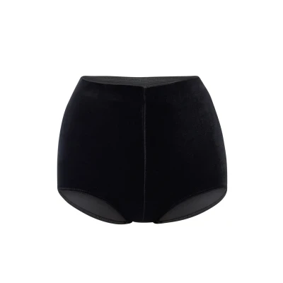 High-Waisted Velvet Shorts by LIA ARAM
