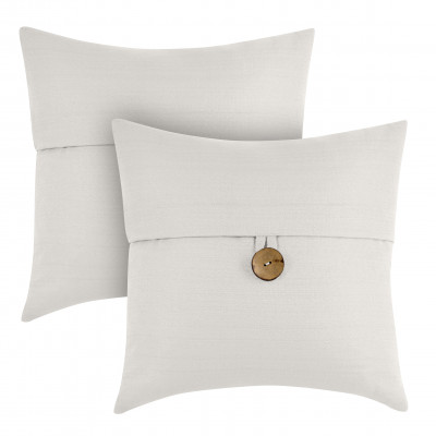 Better Homes & Gardens Feather Filled Banded Button Decorative Throw Pillow, 20" X 20", White, 2 Pack