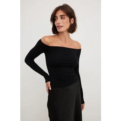 Rib Bare Shoulder Top