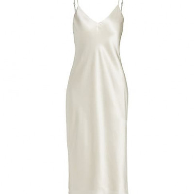 LAgence Womens Jodie Silk Slip Dress - Champagne -
