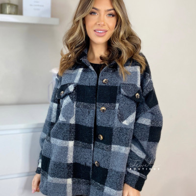 Lexi Checked Shacket - Black