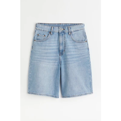 H & M - Wide Bermuda High Waist Shorts - Blue
