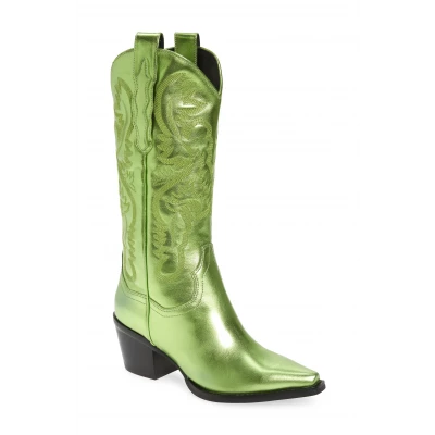Jeffrey Campbell Dagget Western Boot in Green Metallic Leather at Nordstrom
