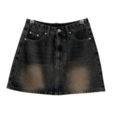 Sand Cat Brush Mini Short Denim Blue Skirt