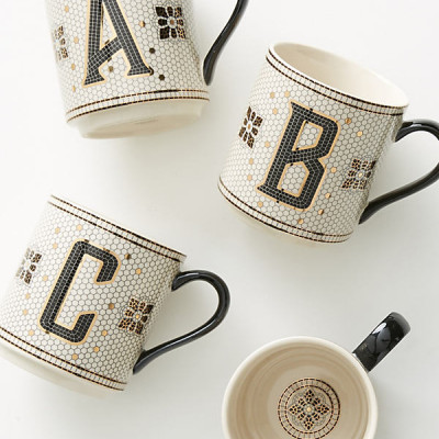 Tiled Margot Monogram Mug By Anthropologie in Size A
