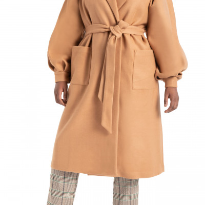 Plus Size Womens Eloquii Puff Sleeve Robe Coat