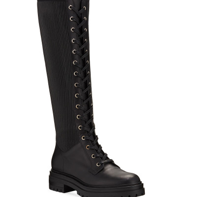 Lace-Up Combat Knee Boots