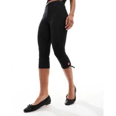 Cotton On bella capri pants with bow deail in black