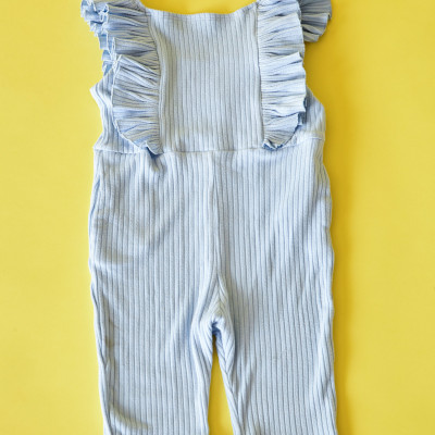 Belle Ribbed Knit Jumpsuit Blue
