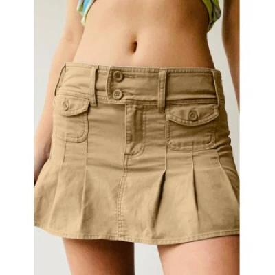 Low Waist Pleated Mini Skirt