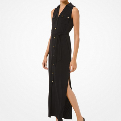 Matte Jersey Belted Dress