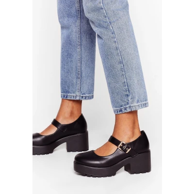 Faux Leather Mary Jane Shoes