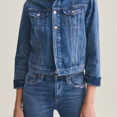 Vivian Shrunken Denim Jacket In Record