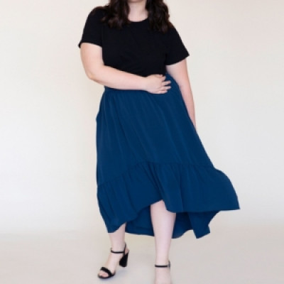 Ori Womens Plus Size Swept Away Crepe Maxi Skirt