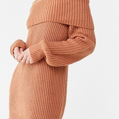 Forever 21 Off-the-Shoulder Sweater Dress , Rose