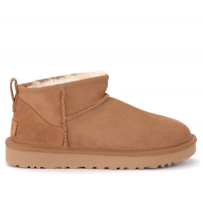 Ugg Classic Ultra Mini Ankle Boot Made Of Leather-colored Suede