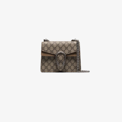 Gucci beige and brown Dionysus GG Supreme mini canvas shoulder bag