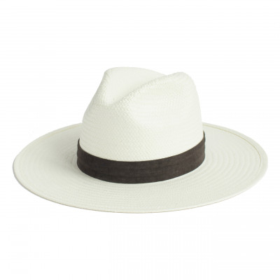 Womens Janessa Leone Marcell Packabletraw Fedora - White
