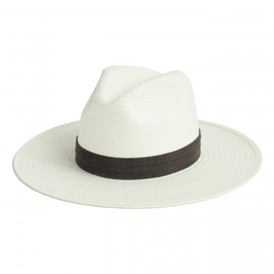 Womens Janessa Leone Marcell Packable Straw Fedora - White