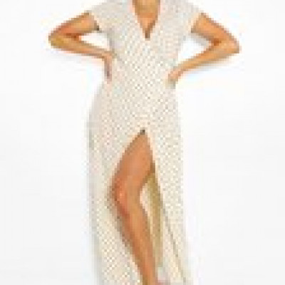 Plus Polka Dot Wrap Maxi Dress