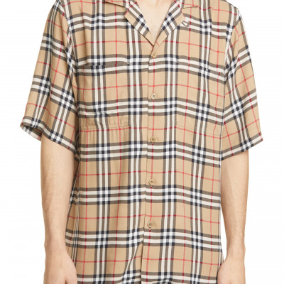 Mens Burberry Raymouth Check Short Sleeve Button-Up Shirt