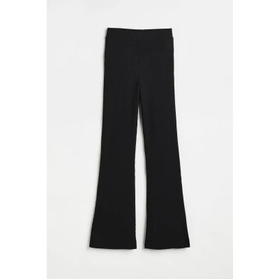 H & M - Flared Ribbed Leggings - Black