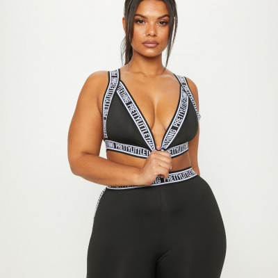 Plus Black Brand Crop Top