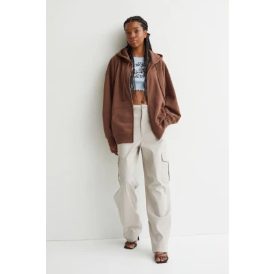 Oversized Hooded Jacket - Brown