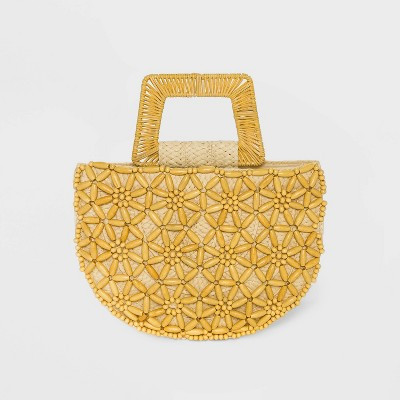 Straw Beaded Tote Handbag - A New Day&#8482; Natural
