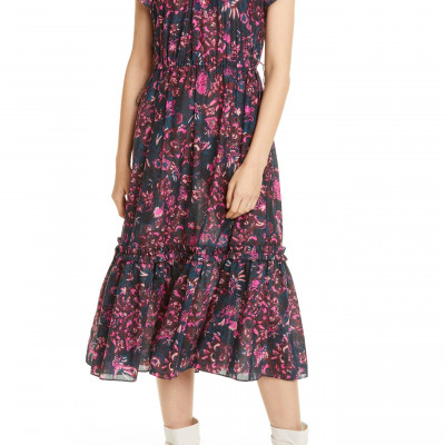 Womens Ulla Johnson Arlene Ruffle Tiered Midi Dress