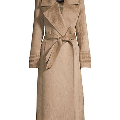 Sentaler Womens Notch Collar Wrap Coat - Hazelnut -
