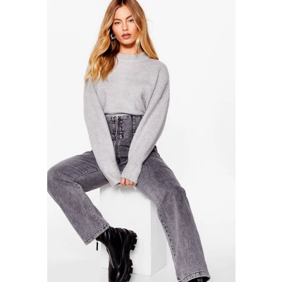 Womens Seen Knit Coming Crew Neck Jumper - Grey - S, Grey