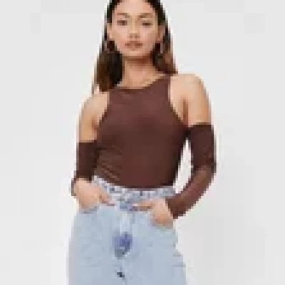 Petite Cut Out Double Slinky Bodysuit