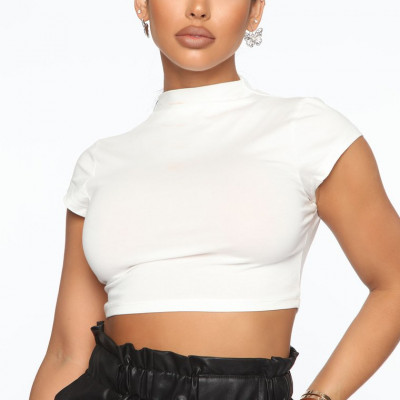 Cut It Short Crop Top - White