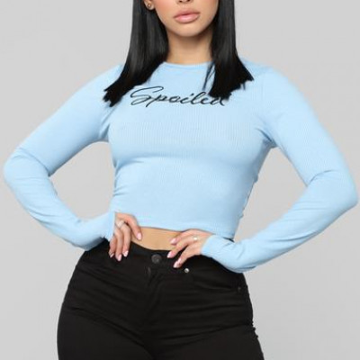 Spoiled Long Sleeve Top - Blue