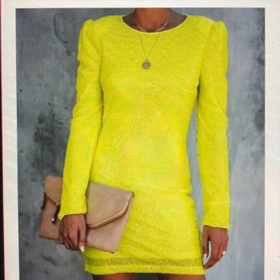 Night In Neon Long Sleeve Sequin Bodycon Dress