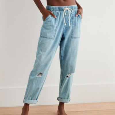 Aerie Chambray Distressed Pant