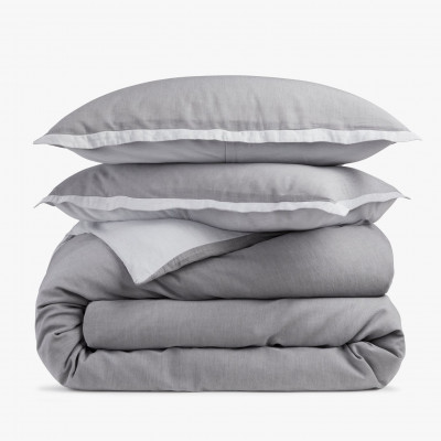 King/Cal King Washed Sateen Duvet Cover Set in Pewter | Parachute