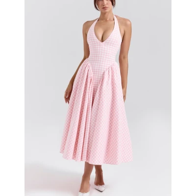 MARILYN Gingham Halter Midi Sundress | Nordstrom