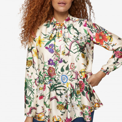 Tie-Neck Peplum Tunic By Ellos