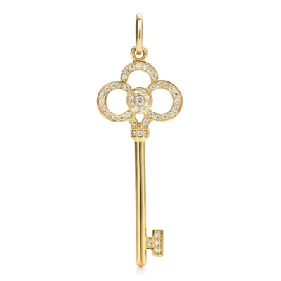Crown Key in Yellow Gold with Diamonds, 1.5"
